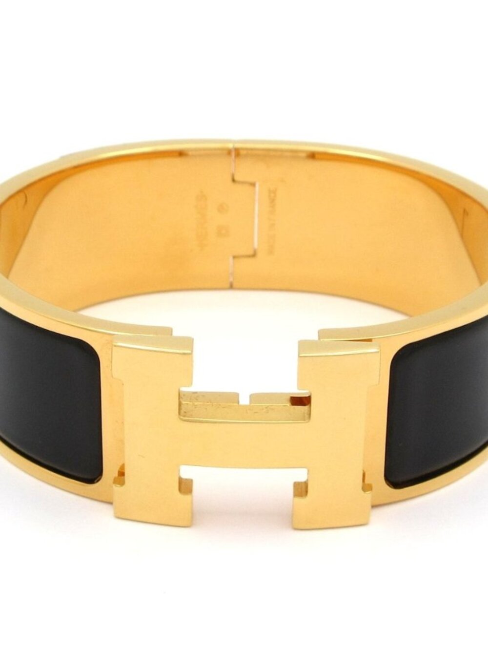 Hermes Bangle Clic Clac Gold Black Bracelet